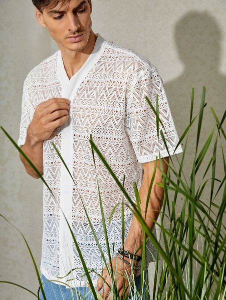 

men hollow out shirt e6py#, White;black