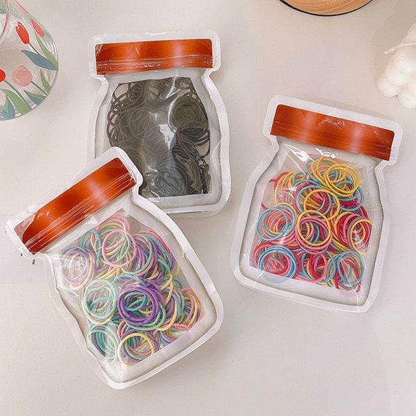 

hair accessories 100pcs/bag korean kids girls rubber band simple colorful scrunchie pack ponytail holde ties head rope, Slivery;white