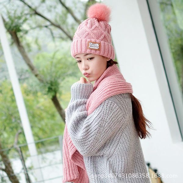 

beanies girl women winter hat beanie cap imitation fur pompom knitted scarf warm casual skullies bonnet ladies