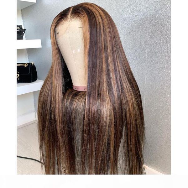 

brazilian 4x4 silk base full lace human hair wigs with baby hair 180density highlight silky straight glueless full lace wigs, Black;brown