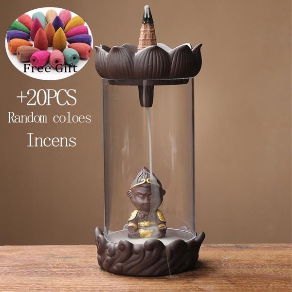

fragrance lamps gift 20pcs incense creative decorations zen monkey king windproof backflow burner feng shui mascot micro landscape