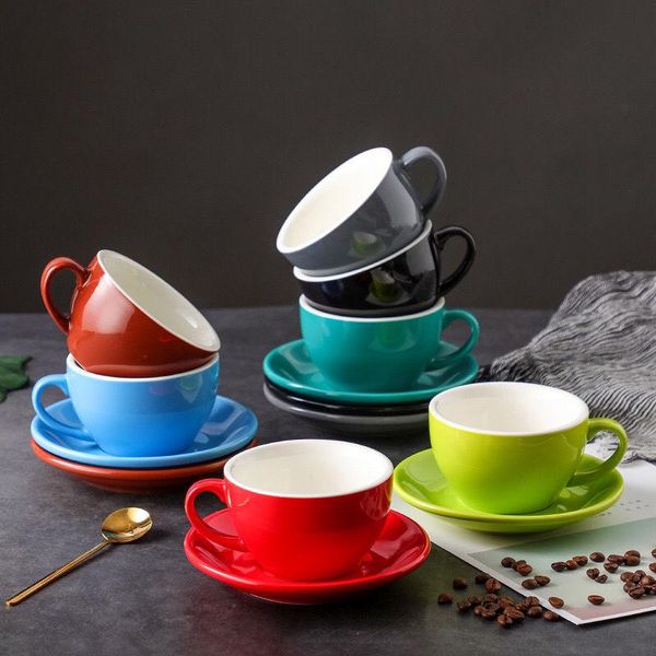 

cups & saucers 250ml european style espresso cappuccino flower latte mug high-grade ceramic coffee and saucer