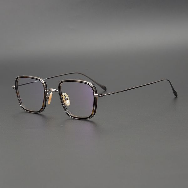 

design sunglasses limited japanese handmade pure titanium small height number men's and women's full spectacle frame with box, White;black