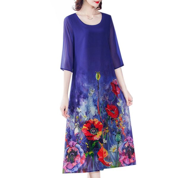 

cool loose blue dress 2021 summer new women's short sleeve vestido plus size, White