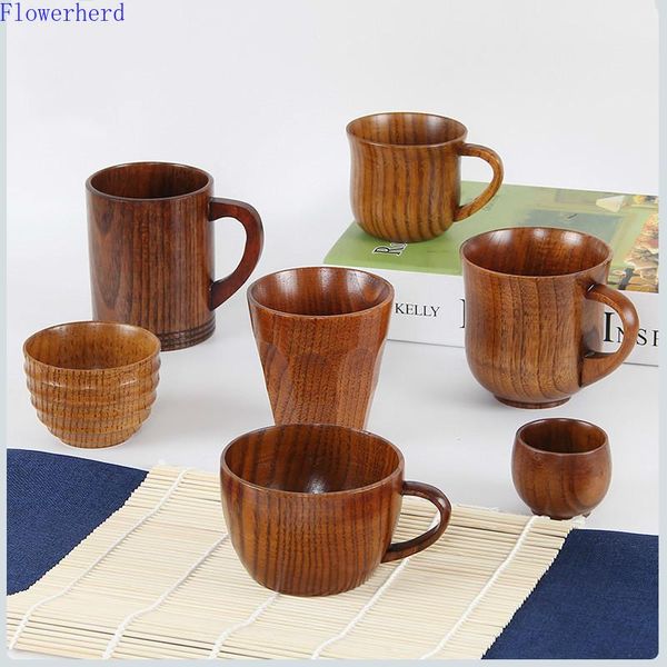 

cups & saucers japanese style wooden cup creative jujube wood insulation coffee drinking saucer sets