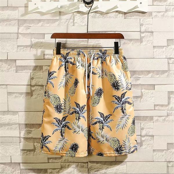 

men's summer printed fashion hawaiian elastic waist vacation casual beach shorts, White;black