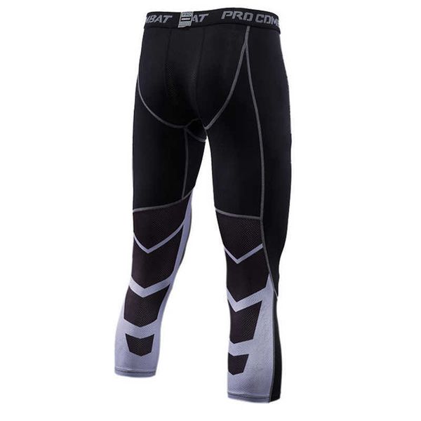 Mens Bodyboulding Calças 3/4 Homens Leggings Compressão Meios de Compressão Jogging Leggings Calças de Ginástica Calças Baskteball Meios De Cerca dos Homens Dry Quick T200326