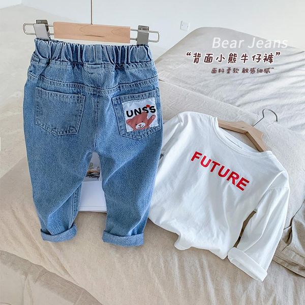 

jeans children's autumn pants 2021 korean loose boys' 2-3, Blue