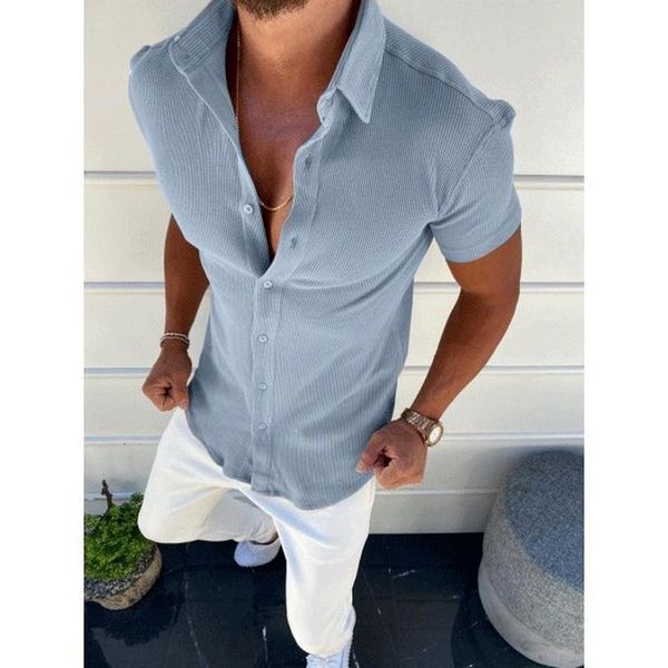 

men's casual shirts men clothing 2021 summer large size short-sleeved shirt fashion boutique camisas para hombre, White;black