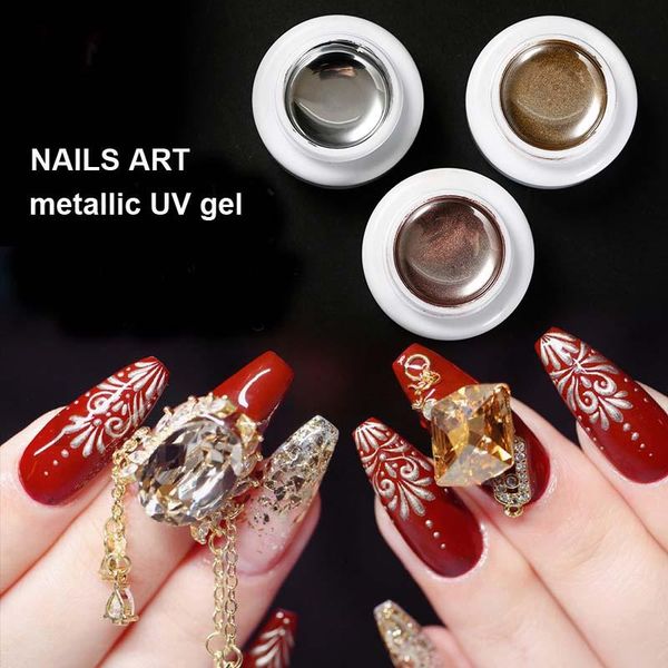 

nail gel kaniu nails metallic painting drawing uv 5g gold sliver rose colour liner art design polish lacquer, Red;pink