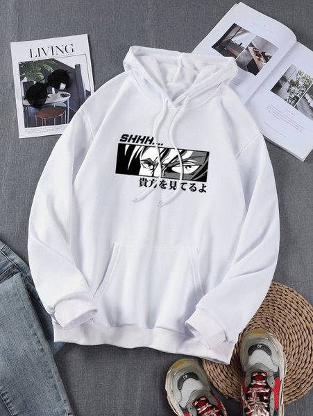 

men figure and japanese letter graphic drawstring hoodie o0im#, Black