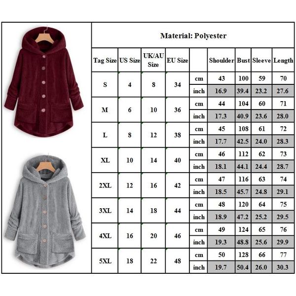 

women's wool & blends plus size women teddy bear fleece hoodie plain winter warm mo, Black