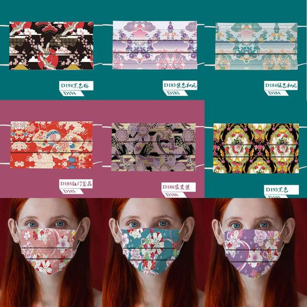 

fashion designer disposable cartoon print mask men women 95% filtration efficiency dustproof prevention of influenza face mouth masks