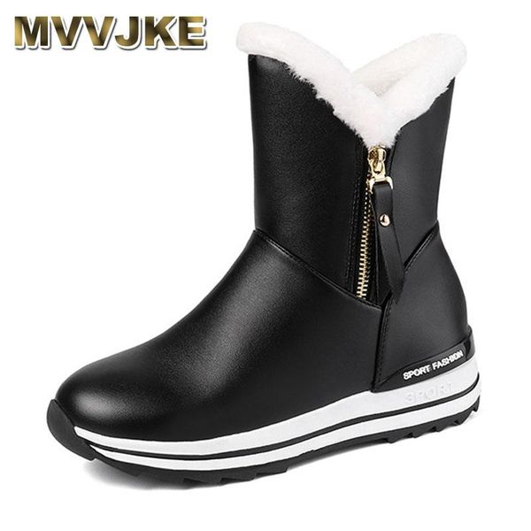 

boots mvvjke winter girl 2021 zipper plush warm children shoes waterproof snow for kids girls parent-child botas femal, Black