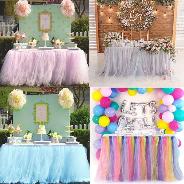 

multi colors table skirt tutu tulle table cloth for wedding party decoration home textile tablecloths accessories 2021 new