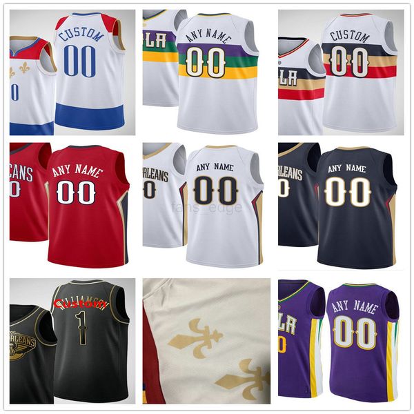 

custom printed zion 1 williamson brandon 14 ingram lonzo 2 ball eric 6 bledsoe steven 12 adams josh 3 hart men woman kids basketball jerseys, Black;red