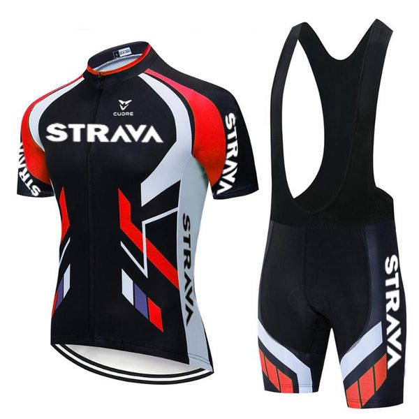 

racing sets strava pro team summer cycling jersey bicycle clothing breathable men short sleeve shirt bike bib shorts, Black;blue