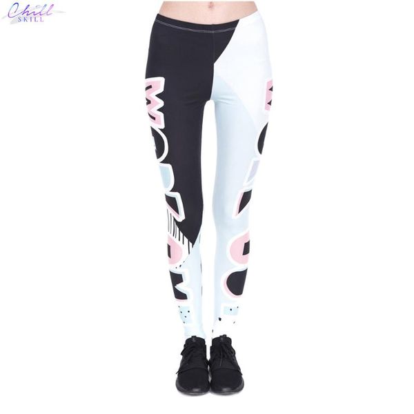 

women's leggings chill skill fashon fitness woman legins work out patches printing legging women high waist slim, Black