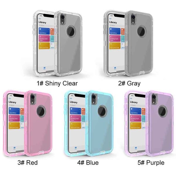 

transparent heavy duty defender case shock absorption crystal clear case for iphone xs max xr 8 plus samsung note 9 s10 no clip opp bag