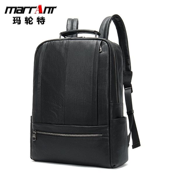 

backpack summer men's simple business leather large capacity 15-inch lapbag
