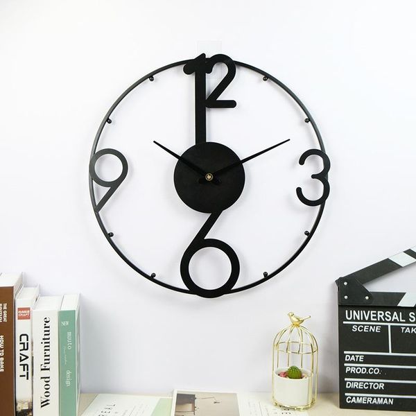 

wall clocks modern home living room clock bedroom office watch creative digital round hollow quartz