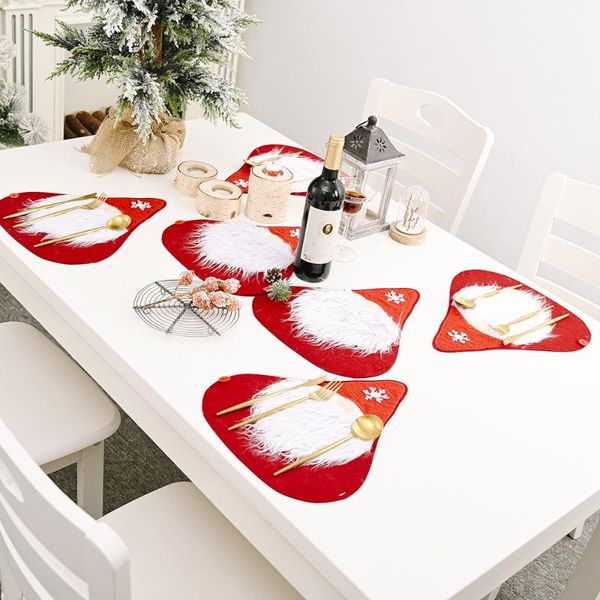 

mats & pads 5-6pc/set christmas 2021 placemat tablecloth dinning table runner santa claus xmas year flag