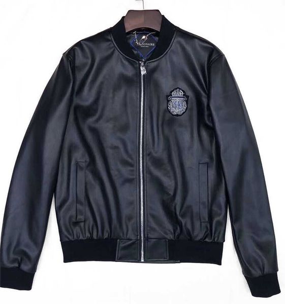 giacca di pelle moda Billionaire in vera pelle Opel uomo cappotto nero taglia 48~56 211009