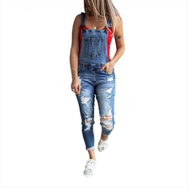 

spring overalls cool denim women romper ripped holes casual jeans sleeveless hollow out rompers 2xl, Black;white