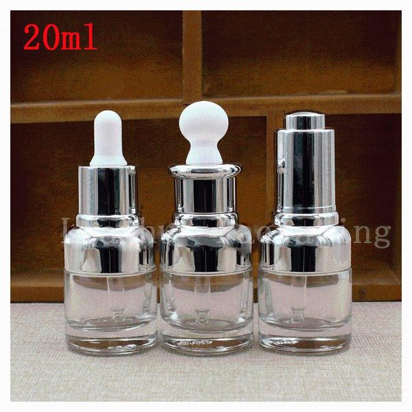 

20 ml clear glass essential oil dropper bottle 20 cc essence liquid small sample bottle the lid of the silvery