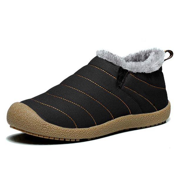 

boots men waterproof winter men's shoes warm plush snow non-slip rain casual ankle booties size 38-46, Black