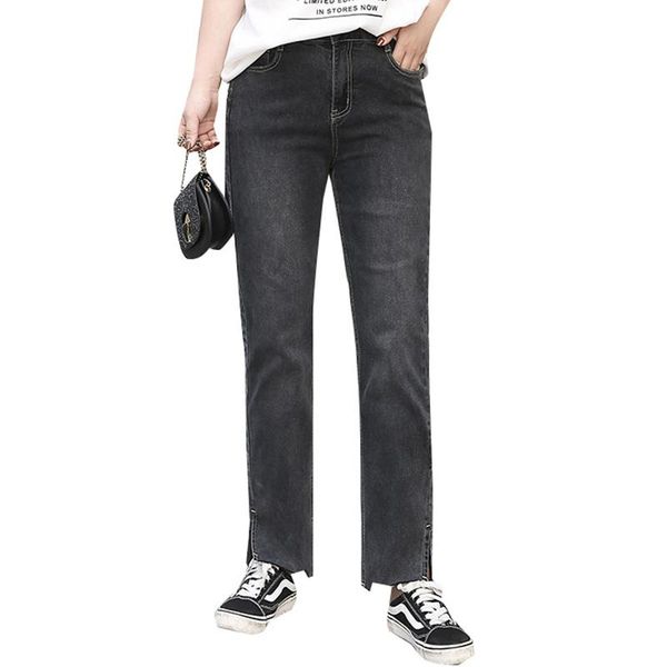 

women's jeans large size s-6xl female stretch wild korean version straight casual loose ladies long, Blue