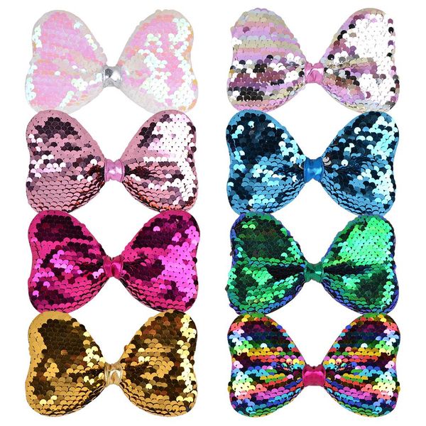 

sequin bow hairclip for baby girls hairpin barrettes infant toddler hairband headwear hair accessories child kids, Golden;silver
