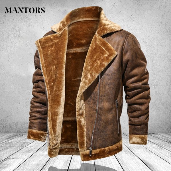

men clothing winter et 2021 fashion turn down collar male fur fce thick coats mens leather outwear streetwear windbreaker, Black;brown
