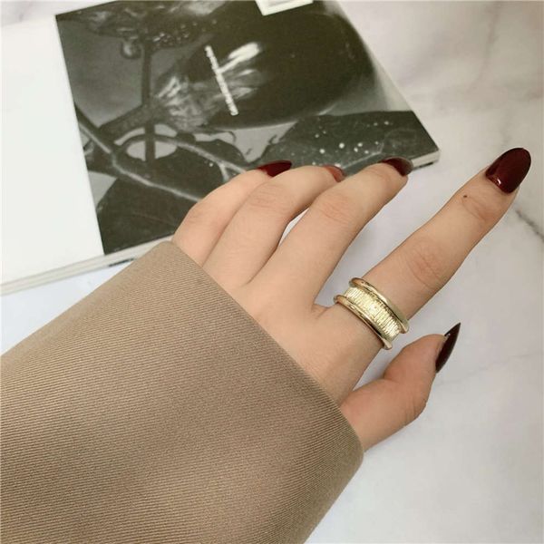 

hbp ins niche design fashion simple geometry metal groove opening personality ring female, Silver