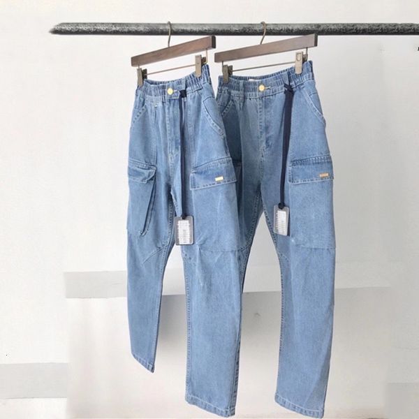 

2021 new fw mens women 1:1 casual streetwear denim pants kith cowboy button ny jeans bjp2, Blue