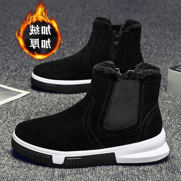 

snow shoes winter plush thickened warm northeast cotton men's boots martin tooling high bread, Black