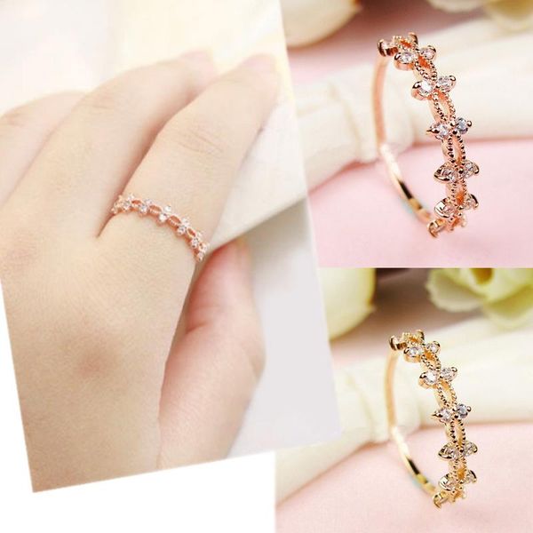 

wedding rings 2021 1pc graceful unique rose golden party rhinestones silvery ring gifts, Slivery;golden