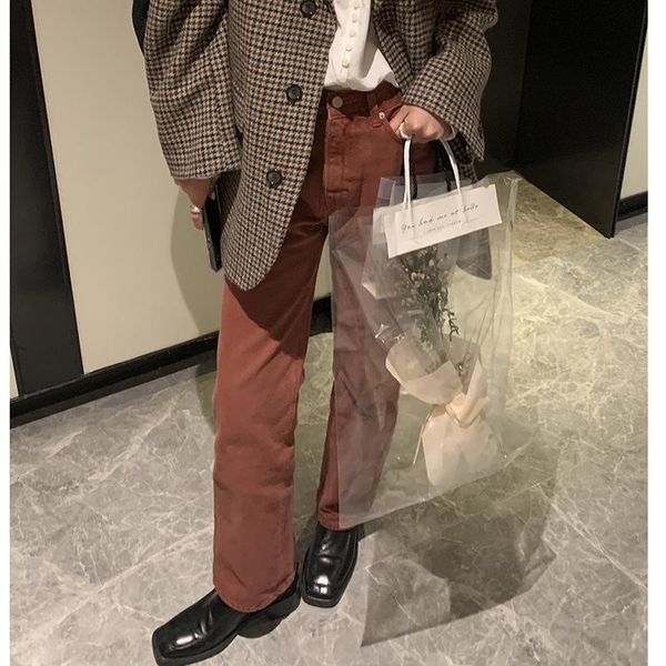 

women's jeans high waist loose straight leg wide pants casual trousers, Blue