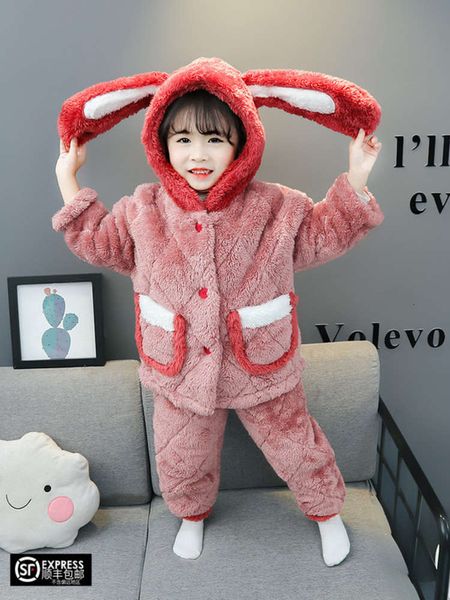 

special price children's pajamas three layers of cotton in winter, Blue;red