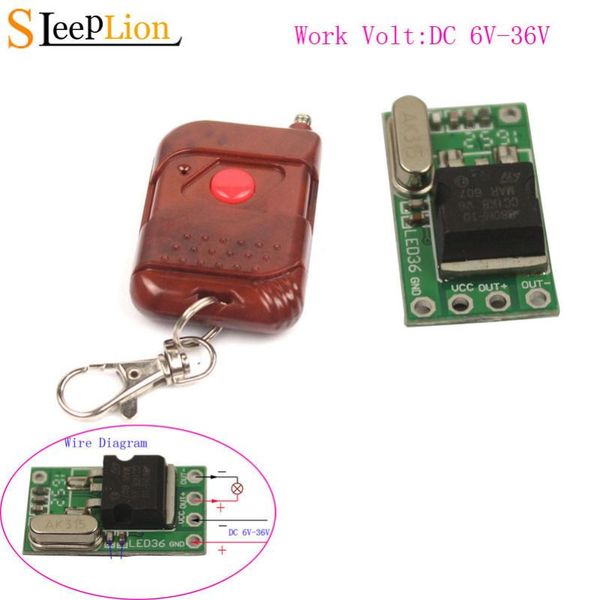 

smart home control sleeplion dc 6v 9v 12v 24v 1ch micro relay remote switch 6v-36v mini small receiver power on off module 433mhz/315mhz