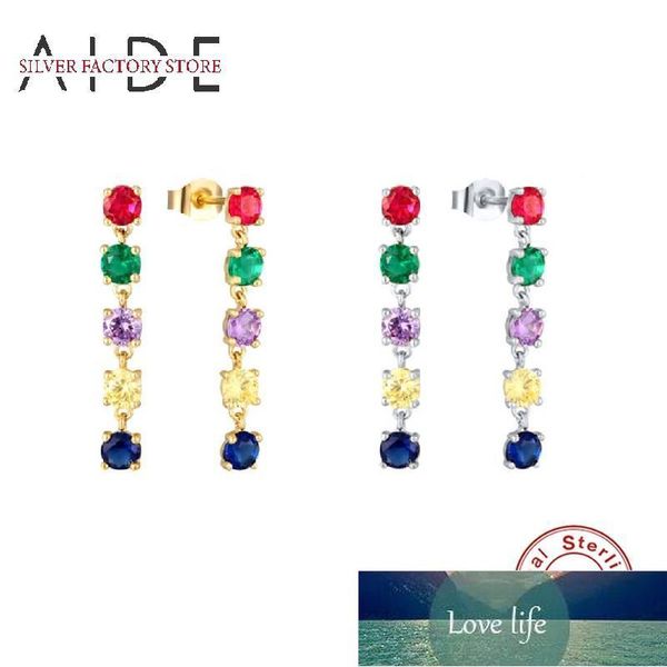 Stud AIDE Sweet Candy Color Orecchini per le donne Trendy Fashion Colorful Zircon Piercing Orecchini Argento 925 Pendientes gioielli