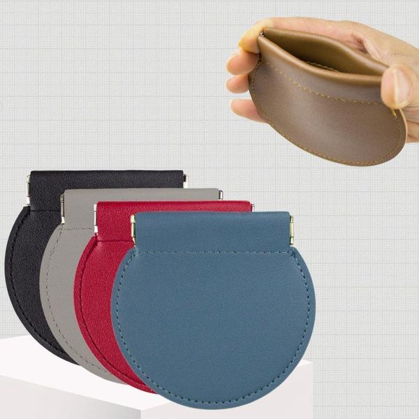 

wallets storage bag pu leather novelty key case coin purse card vintage headset wallet round shape shrapnel mini1, Red;black