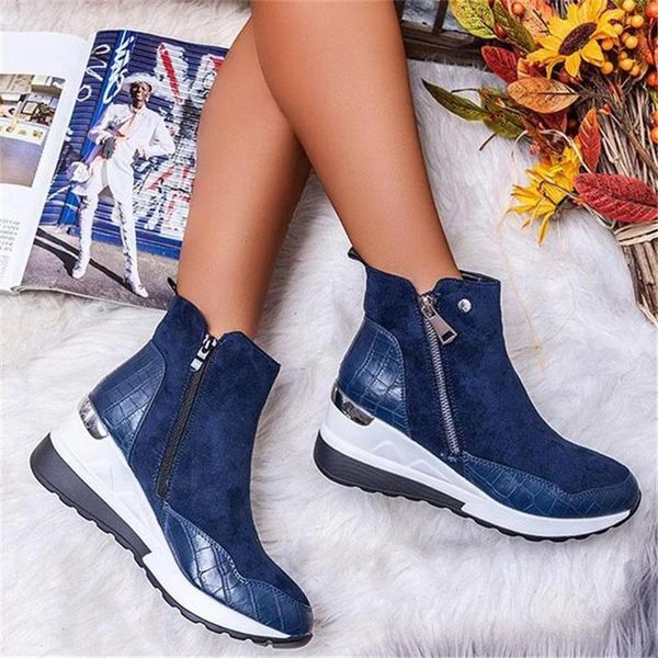 

2021 new suede women shoes fashion casual women shoes comfortable zipper sneakers waterproof high platform, Black