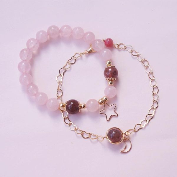 

charm bracelets simple elegnat romantic vintage pink crystal bracelet for women fashion lady female jewelry accessories bangles, Golden;silver