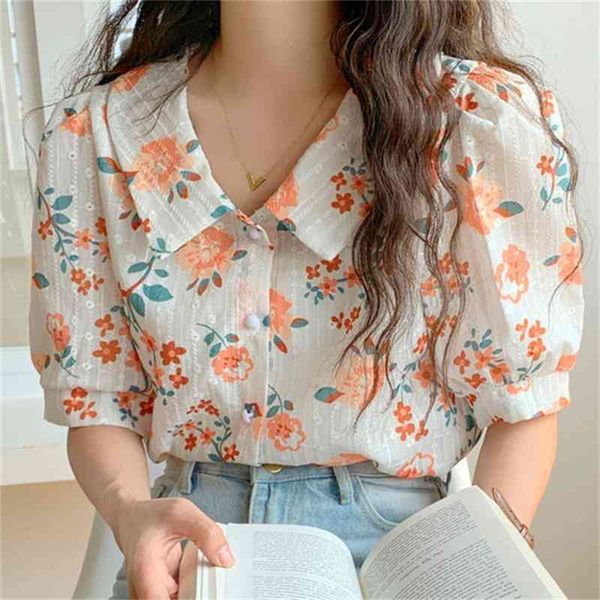 

women's blouses & shirts stylish new all match embroidery flowers chic comfortable sweet summer ol florals vintage printing femme, White