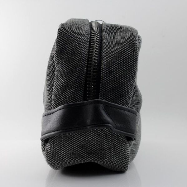 

woven bag canvas handbag + cosmetic + all leather steel zipper bag storage anuuu
