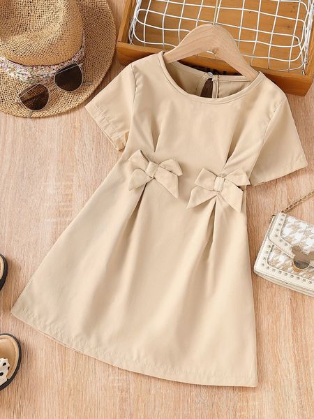 

toddler girls bow front a-line dress she, Red;yellow