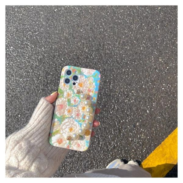 

cell phone pouches korea style cute retro floral case for 12 11 pro max mini x xsmax xr 7 8plus soft tpu chain flower back cover