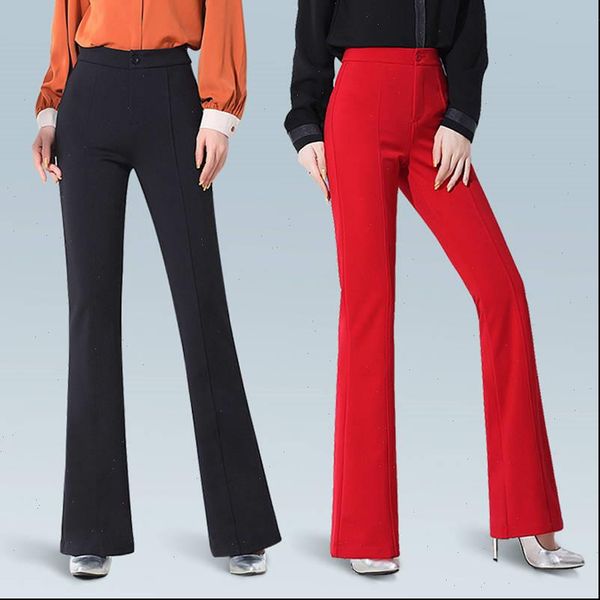 

fashion black formal office flared trousers casual solid high waist business flare pants slim ol work bell bottom pants, Black;white