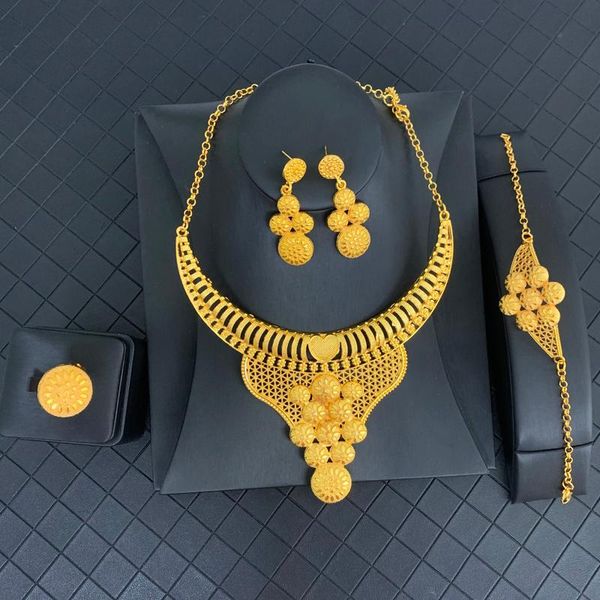 

earrings & necklace 2021 style afro bead wedding jewelry dubai gold nigerian classic zircon women's bracelet ring, Silver